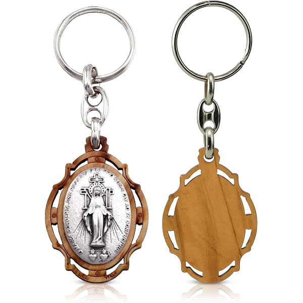 Amazon.com: Our Lady of Grace Miraculous Medal Keychain | Brass