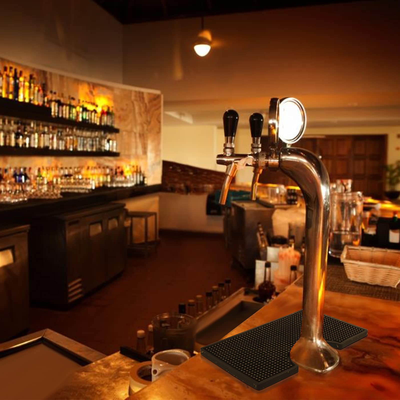 MRbrew Beer Drip Tray, Non-Slip PVC Kegerator Surface Mount Drip Tray Mat, Beverage Bar Drip Tray with Draft Beer Tower Flange Cutout