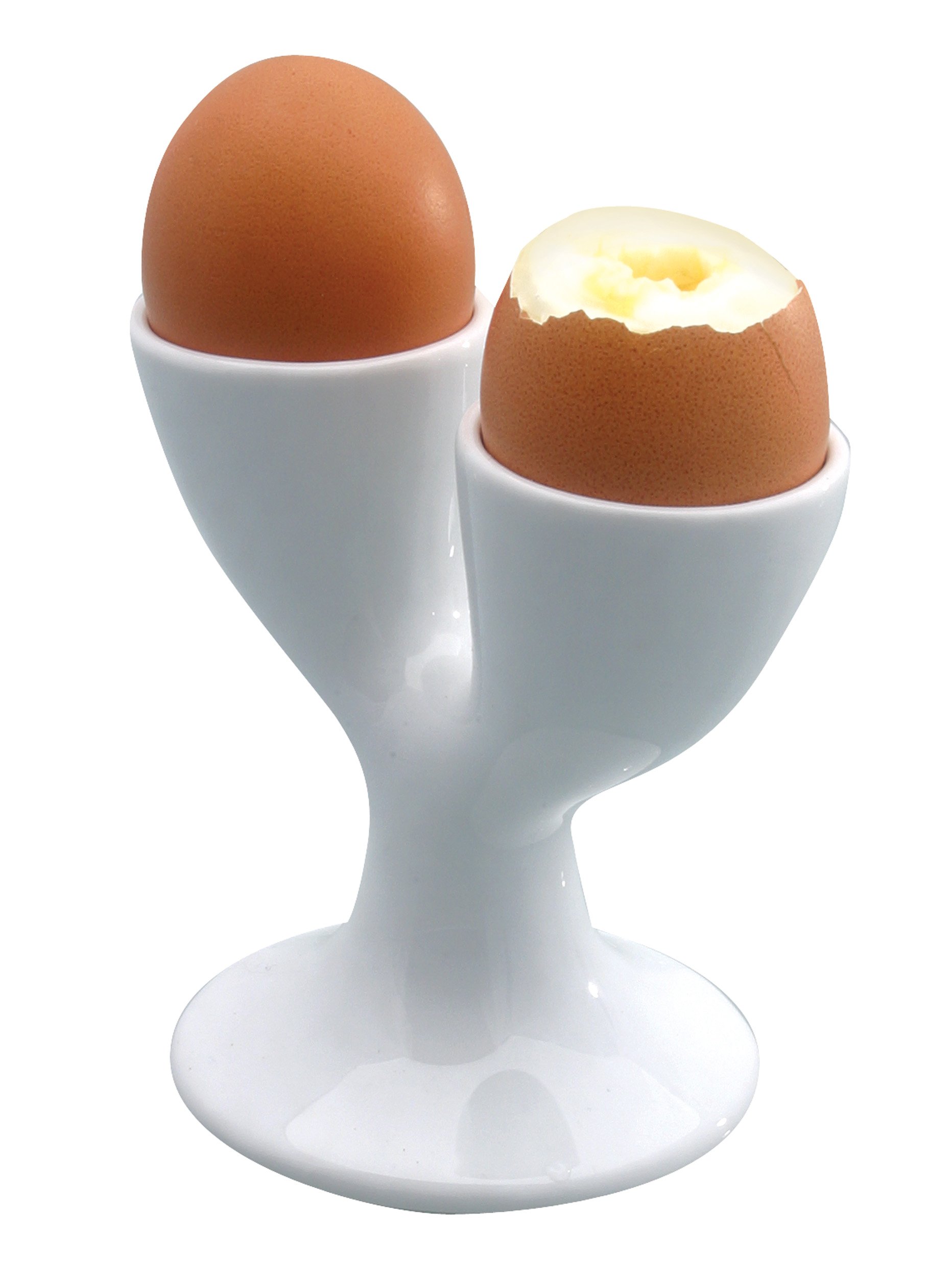 KitchenCraft Porcelain Double Egg Cup, 11 x 11 cm (4.5" x 4.5") - White