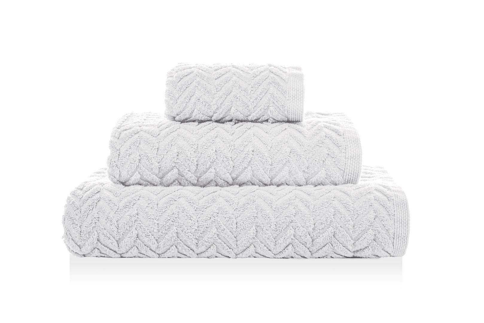 Chevron Bath Towel 70 x 140 cm White