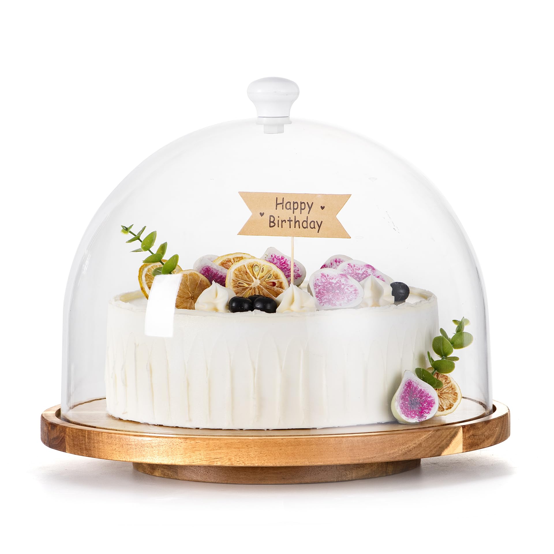 Photo 1 of Vacream Cake Stand for Party, Acacia Wooden with Acrylic Lid, Large Serving Platters, Decorative Dessert Table Display Stand Charcuterie Boards,Cake Display Server Tray (14zhao)
