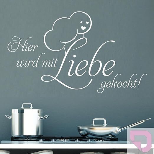 DESIGNSCAPE® Wandtattoo Hier wird mit Liebe gekocht Spruch für die
