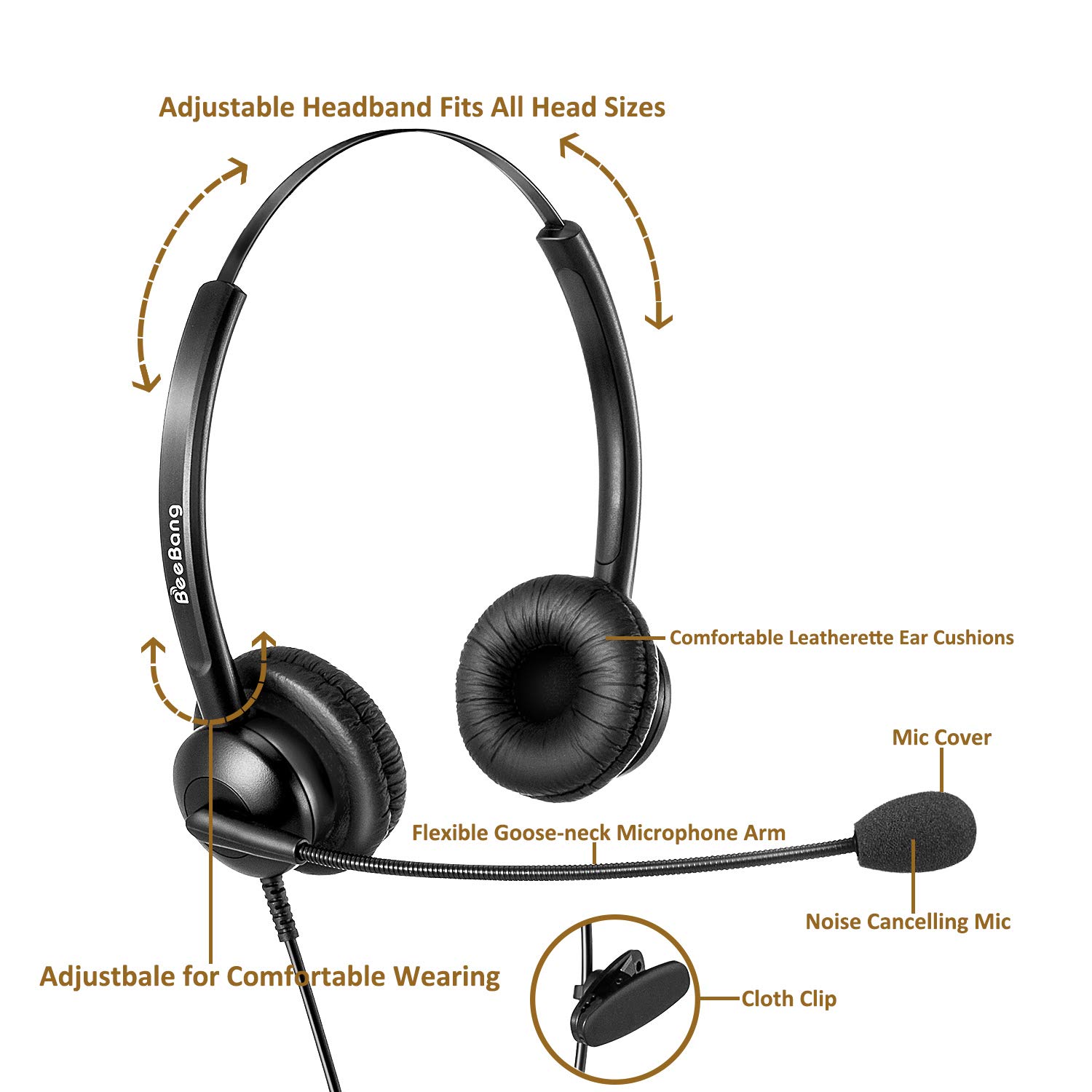 Foldable Headset With Flexible Noise Cancelling Microphone And