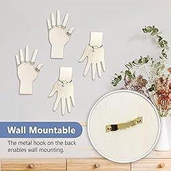 MOOCA 6 Pcs Real Wooden Hand Form Jewelry Display