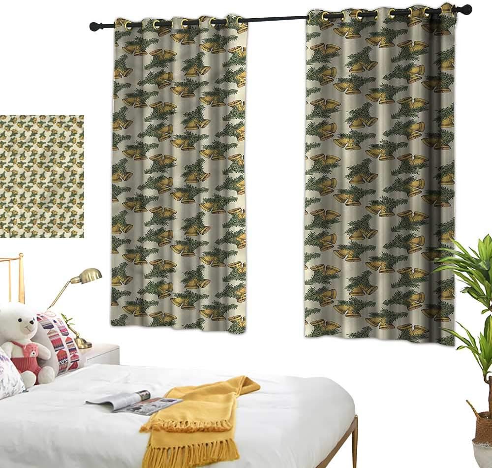 Beaded Curtain Christmas,Bells in Pairs 84"x96",for Bedroom Embroidery Curtain for Living Room