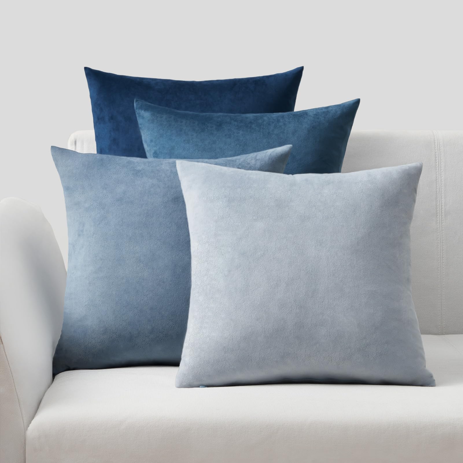 Topfinel Blue Cushion Covers 45cm x 45cm for Livingroom Large Fluffy Cushions Sofa Scatter Decorative Velvet Pillow Cover 18 x 18 inch Set of 4 for Bedroom
