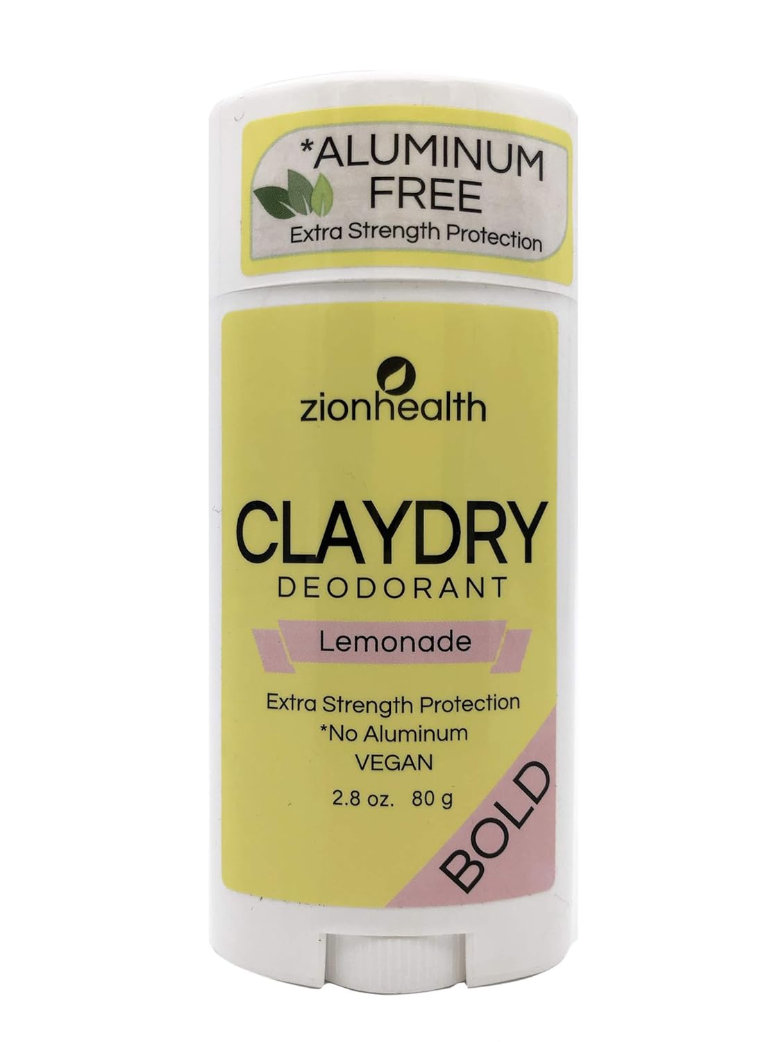 Zion Health Clay Dry Bold Deodorant Stick 2.8 oz Lemonade