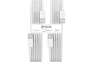 Type C to Type C Fast Charging Cable for iPhone17/16/15,2Pack Nylon Braided USB C to USB C 6 feet Charger Cable for iPhone15 