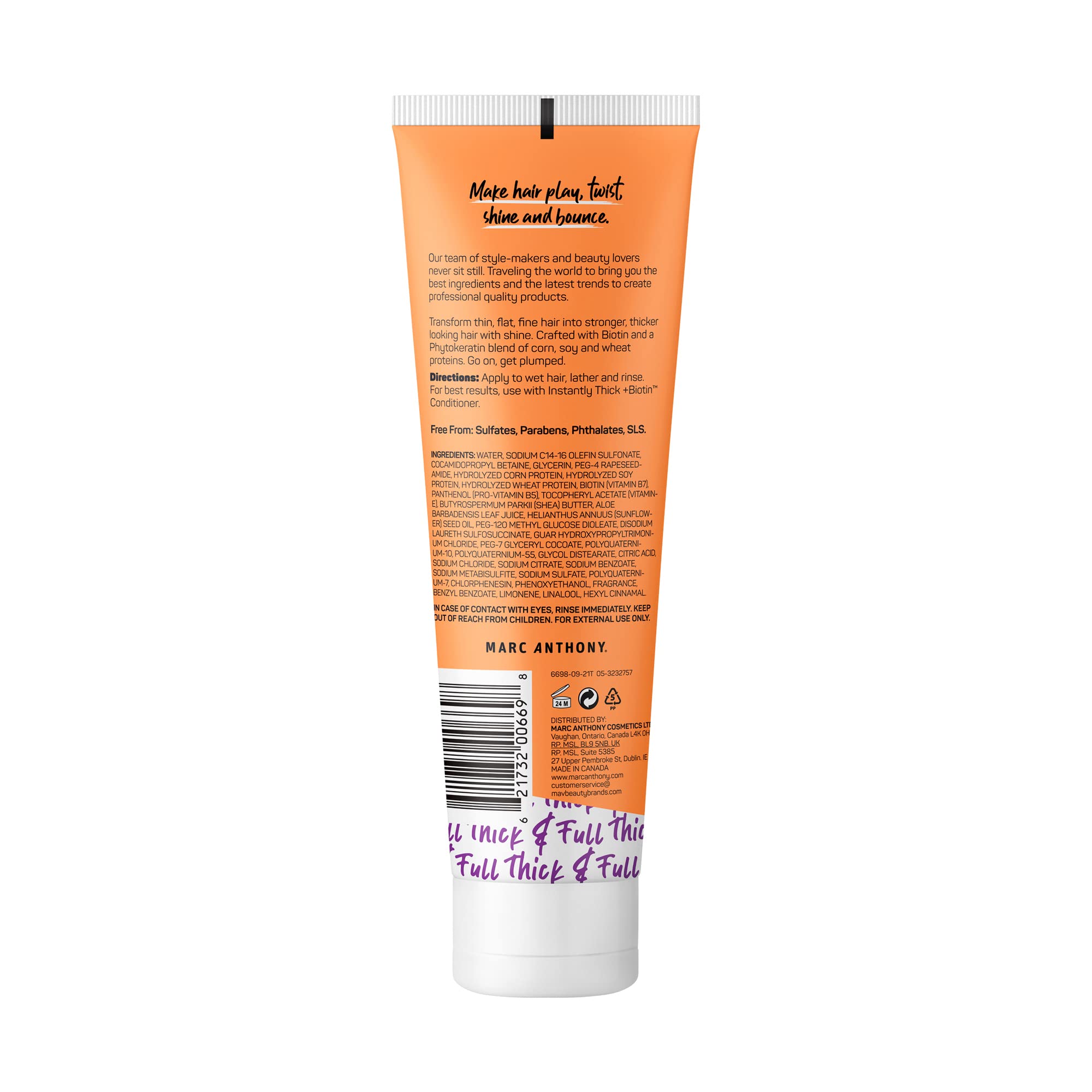 Marc Anthony Hair Thickening Shampoo - Biotin & Aloe Lightweight Formula for Volumizing, Thicker & Fuller Hair
