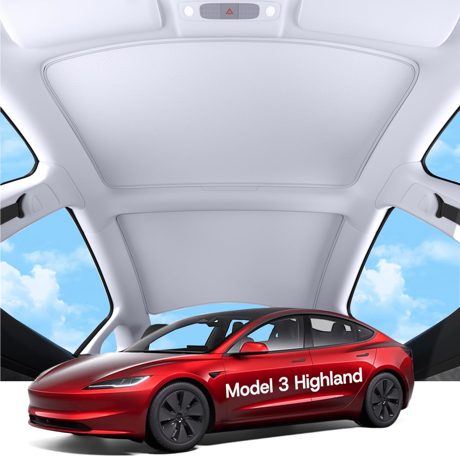 Photo 1 of SUMK 2025 Upgrade Sunshade Roof for Tesla Model 3 Highland Accessories, [No-Gap] Nano Ice Crystal Heat Insulation Class Roof Sun Shade for Tesla Model 3 Highland