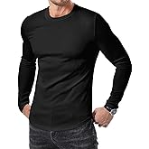 JMIERR Mens Fall Crewneck Shirt Long Sleeve Anti-Wrinkle Casual Muscle T Shirts Longline Ribbed Shirts