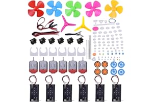 AUKUYEE Electric DC Motor Kit, 6 Set 131 PCS Small Motors Kit, with 85 Plastic Gears Kit, Shaft Propeller, Plastic Wheels, 2 x AA Battery Holder, STEM Engineering Set for DIY Science Projects