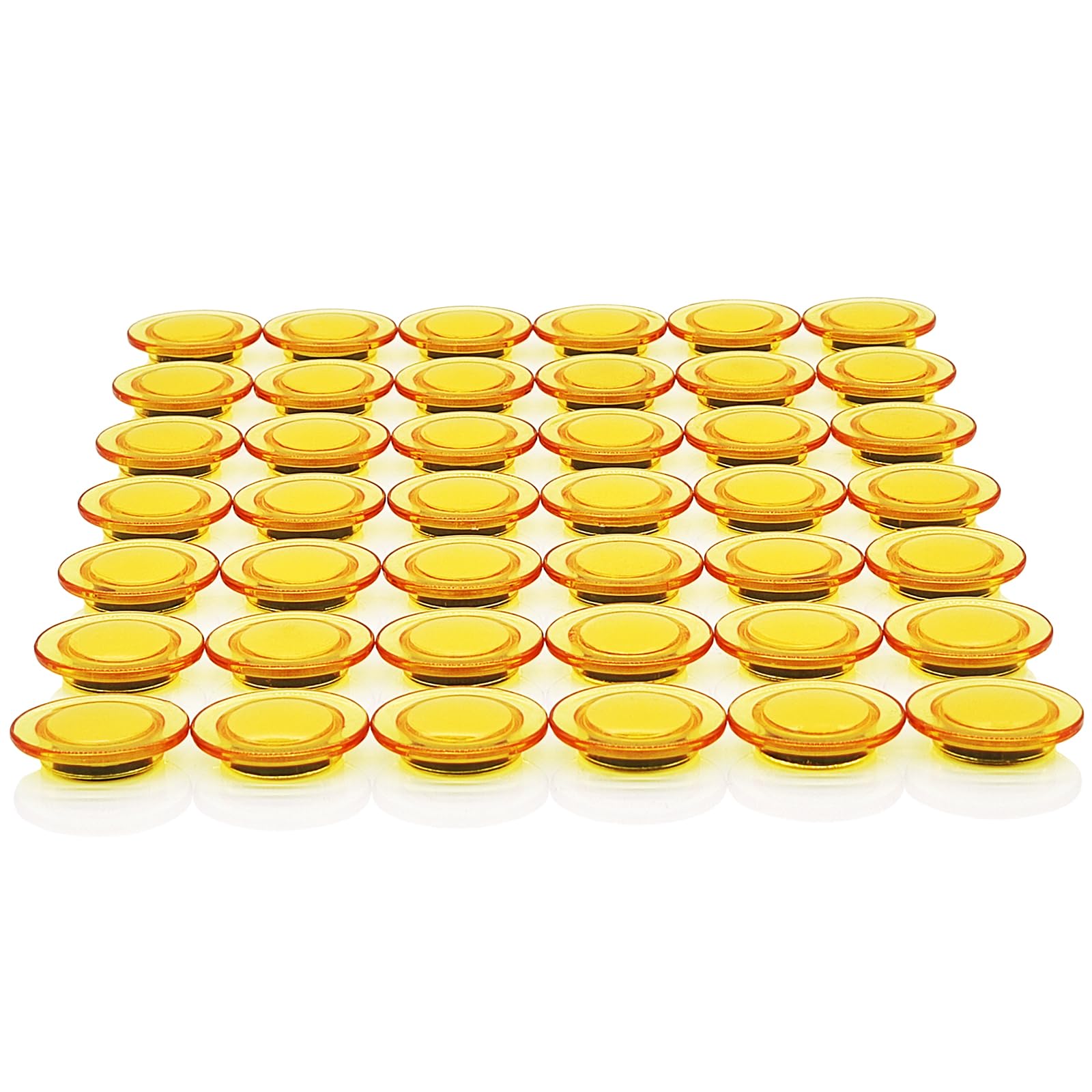 PYJLBX 42 Pack Strong Fridge Magnets – Small Round Transparent Yellow Magnets for Whiteboard, Notice Board, Office & Crafts – Heavy Duty Cute Mini Magnets for Refrigerator, Memo Board, School, Home
