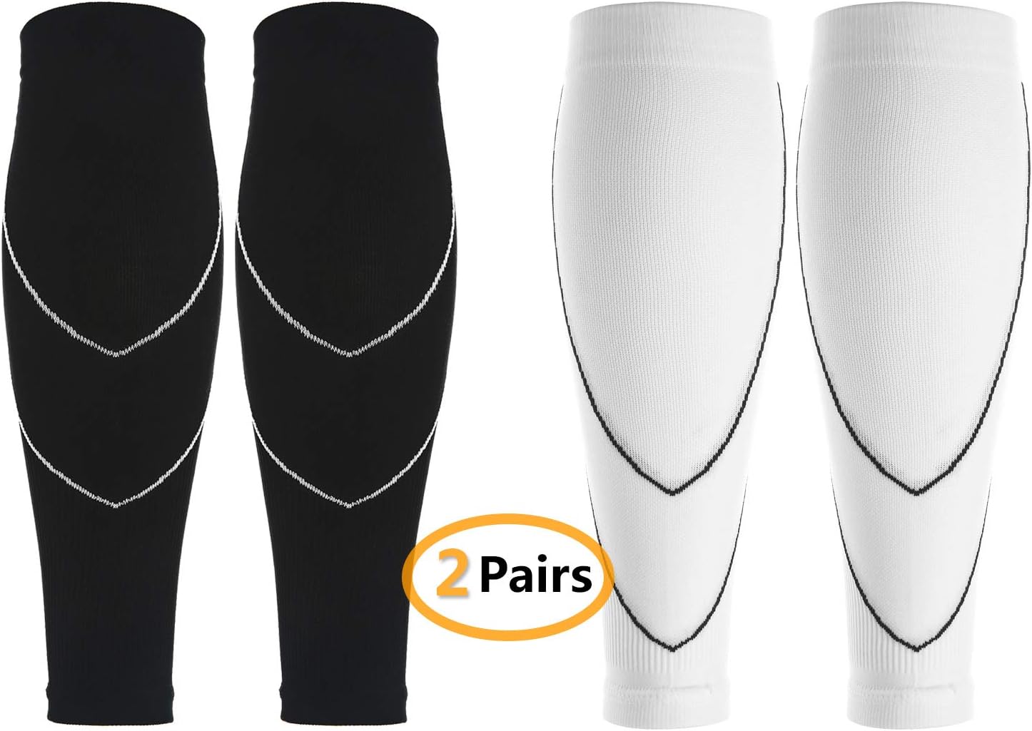 2 Pairs Graduated Calf Compression Sleeves for Men & Women Best