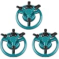 Maxdot 3 Pcs Lawn Sprinkler Adjustable 360 Degree Garden Sprinklers Rotation Automatic Large Area Coverage Green Yard Sprinklers for Kids Playing Plant Lawn Grass Irrigation