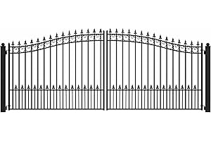 ALEKO Driveway Security Gate | Dual Swing Anti-Rust Galvanized Steel | Outdoor Steel Fence Security Barrier | 16 x 6 Feet | Prague Style | DG16PRAD | (16 x 6, Style: Prague)