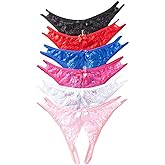 Justgoo Womens Lace G-String Thongs Panties Underwear Low Rise T-Back Underpants Pack of 1-5