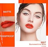 Oulac Matte Liquid Lipstick Coral Red M07 Vegan Non Transfer view 3