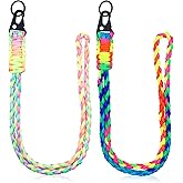 YETOOME 2 Pcs Heavy Duty Neck Lanyard Keychain for Men Women Outdoor Survival, Parachute Rope Necklace Keychains with HK Clip Key Ring for ID Card Badge Holder, Camera, Wallet and Keys (Rainbow)