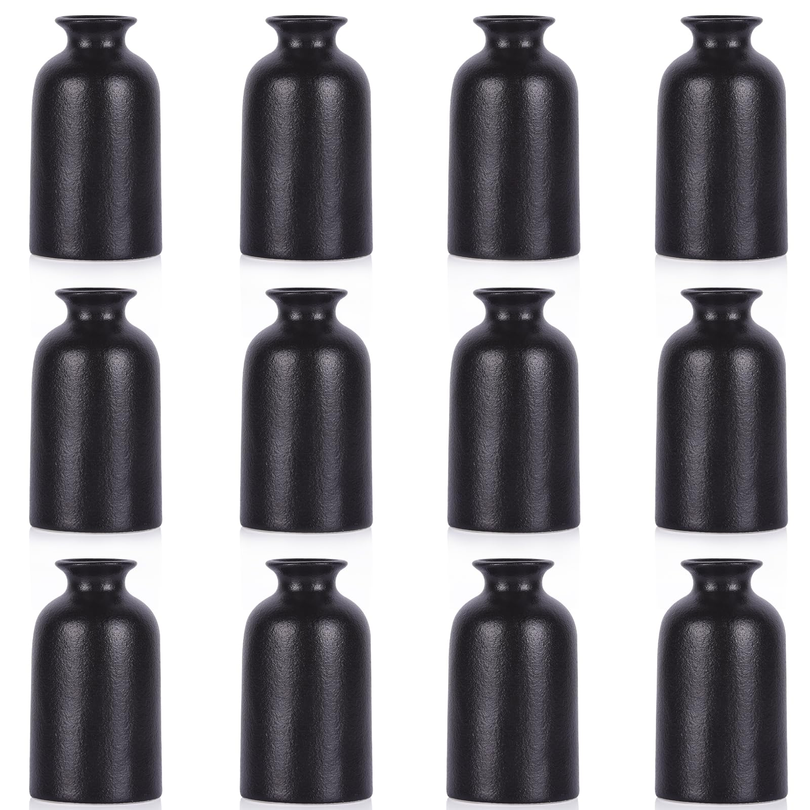 Photo 1 of 12 Pack Small Black Vases – Ceramic Bud Vases for Centerpieces, Mini Black Vase for Pampas Grass, Flowers & Table Decor, Modern Small Vases for Home Decor, Wedding & Party Decoration