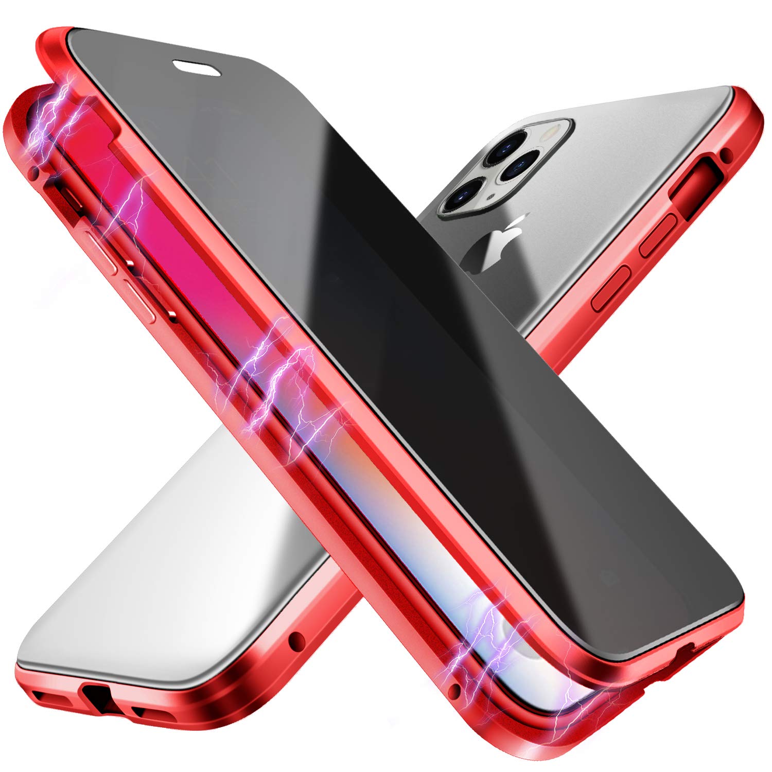 ESTPEAK Anti-peep Magnetic Case for iPhone 11,Anti Peeping Magnetic Adsorption Double-Sided Privacy Screen Protector Clear Back Metal Bumper Antipeep Anti-Spy Phone Cases Cover for iPhone 11