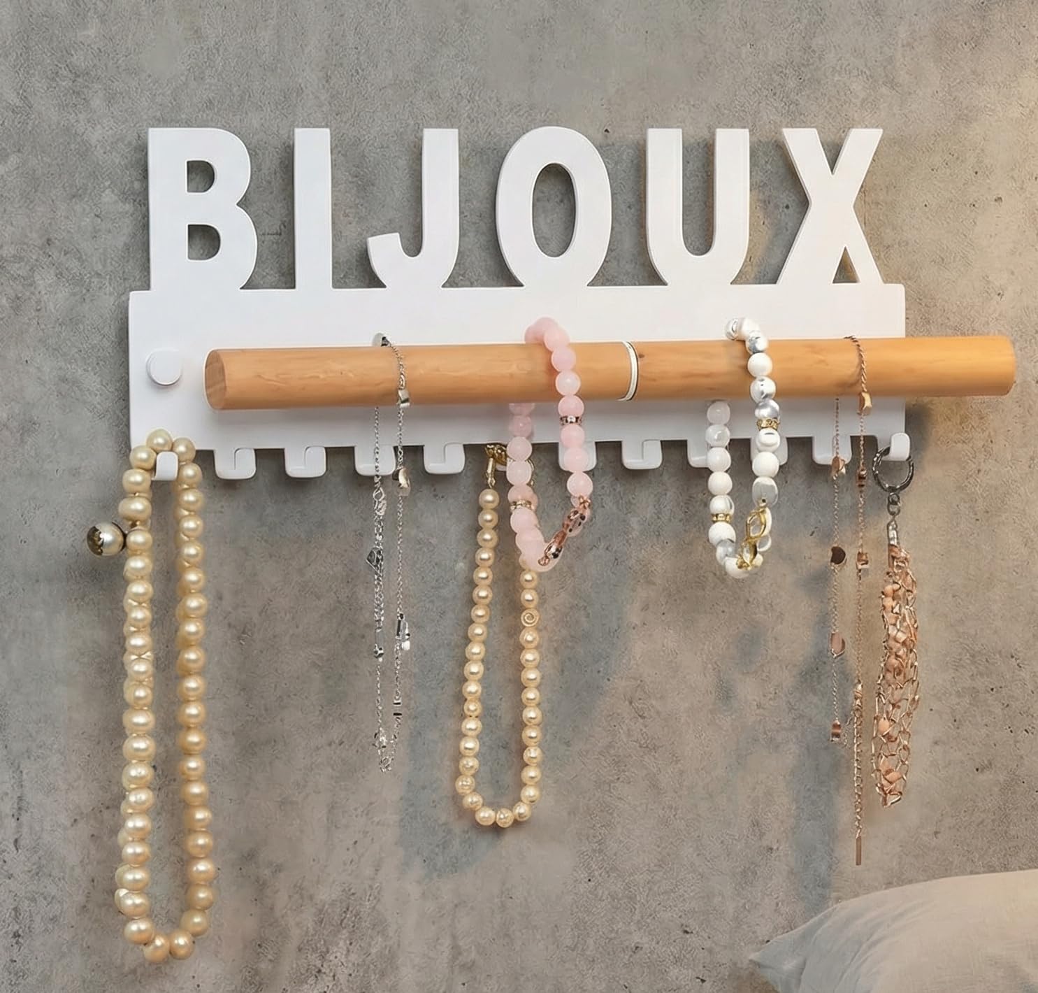 Galeara design by GALEARA Wall Mounted Jewellery Holder with Jewellery or Jewellery Inscription White