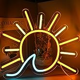 QIXCOZTI Sunrise & Sunset Wave Neon Sign Set USB Dimmable LED Lights for Beach Coastal & Vintage Decor Perfect for Man Caves Bedrooms Weddings Living Rooms Parties and Bars Easy Plug（sun）