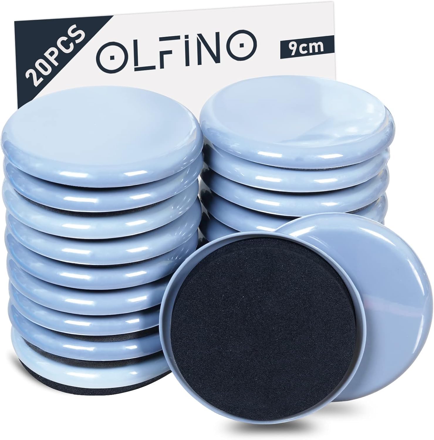 8 Piece Pack Furniture Sliders for Carpet, Rugs, Hard Surfaces, 9cm Reusable Furniture Movers to Protect Carpet and Hardwood Floor, Heavy Duty Furniture Gliders for Hard Floor