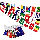 Premium Quality 95Ft 100 Countries String Flag - Vibrant International Bunting Banners Perfect for Party Decorations, Bars, Sports Clubs, School Festivals, Celebrations