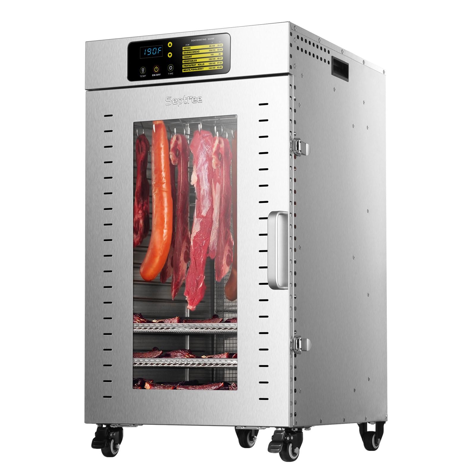 Septree Commercial Food Dehydrator 18 Trays, 2000W Large Capacity 34.42ft² Food Dryer Machine for Jerky, Meat, Fruit, Herbs, Full Stainless Steel Industrial Dehydrater Biltong Maker