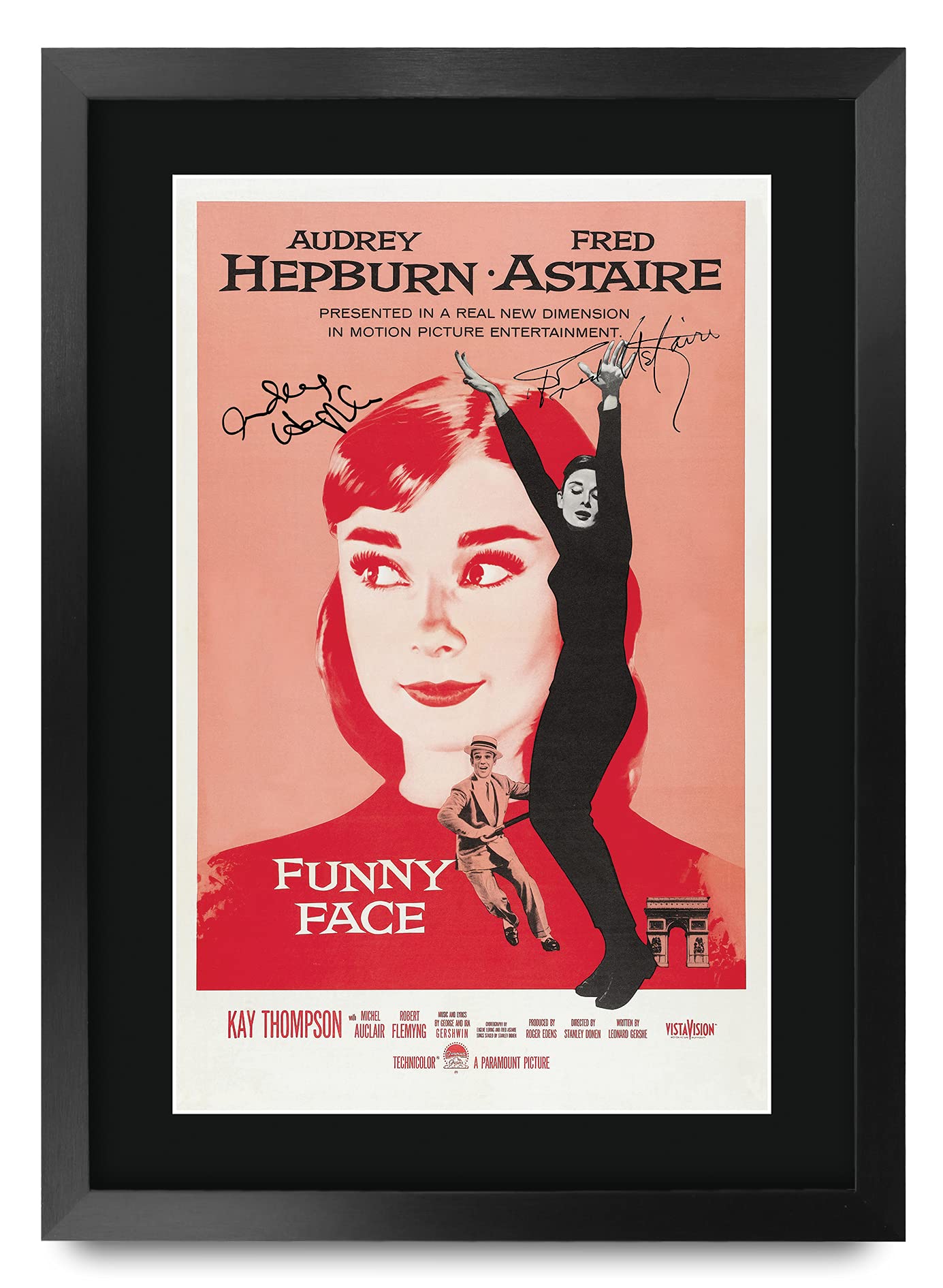 HWC Trading FR A3 Funny Face Audrey Hepburn Fred Astaire Gifts Printed Poster Signed Autograph Picture for Movie Memorabilia Fans - A3 Framed