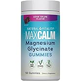 Natural Vitality Calm Magnesium Glycinate Gummies | Soup Grape Flavor | Non-GMO, Vegan &amp; Gluten Free Supplement | 50 Count