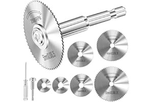 Kuenuilr Cutting Wheel for Drill 1/4 Inch Hex Shank Rotary Drill Saw, 6Pcs HSS Saw Blades for Drills Rotary Tools