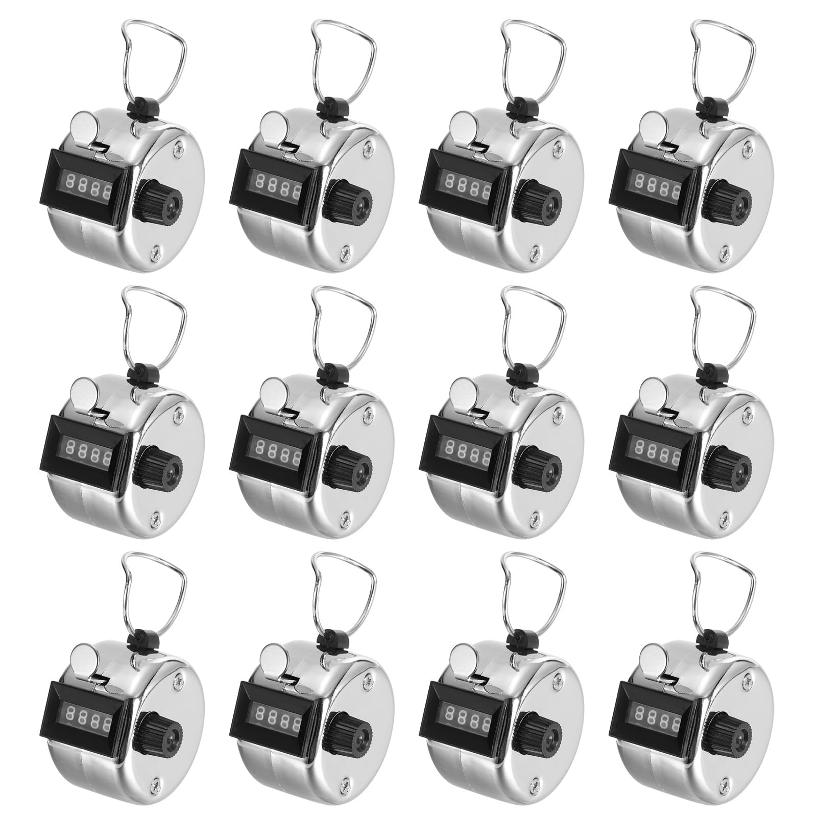 PATIKIL Clicker Counter, 12 Pcs 4 Digit Mechanical Handheld Tally Click Pitch Counter for Coaching Knitting, Golf, Lap, Fishing, Silver