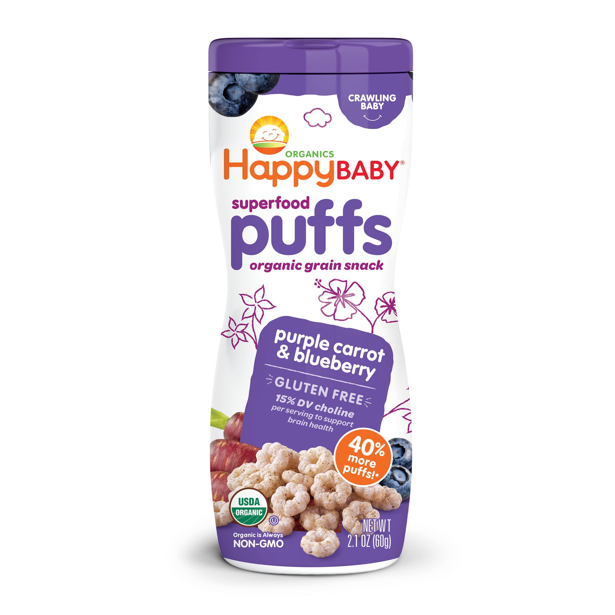 Happy Baby Organic Superfood Puffs Purple Carrot Blueberry,
