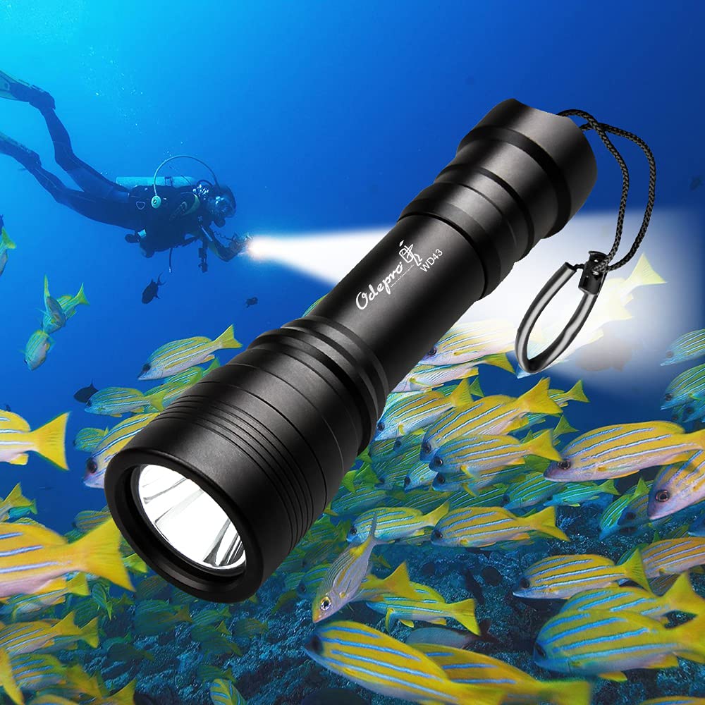 Odepro [492ft Underwater Diving] WD43PRO 1050 Lumens Diving Torch Dive Torch LED Scuba Diving Flashlight Night Diving Light Waterproof Dive Lamp IP68 for Night Diving Camping Fishing