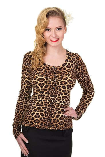 Leopard Print Cardigan Long sleeve Ribbed Hem Cufs