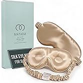 MATASSE 100% Mulberry Silk Sleep Mask 22 Momme Grade 6A - 3D Contoured Eye Mask for Sleeping, 14mm Deep Eye Cups, Total Blackout Blindfold for Women Men, Adjustable Strap, Side Sleeper (Champagne)