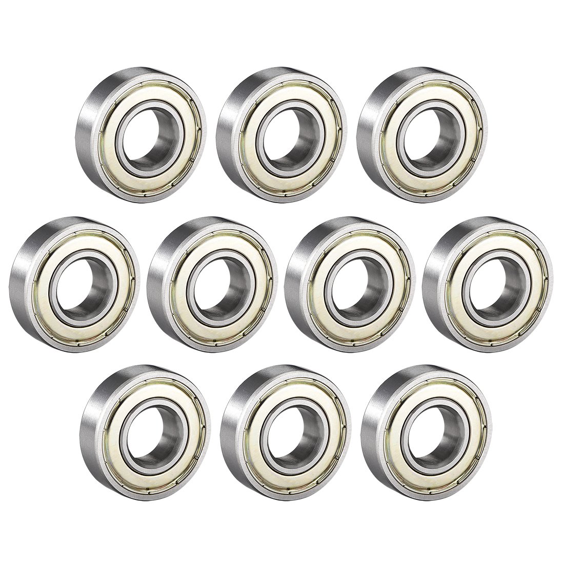 sourcing map 6001ZZ Ball Bearing 12mm X 28mm X 8mm Double Shielded 6001-2Z 80101 Deep Groove Bearings High Carbon Steel Z1 (Pack Of 10)