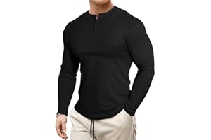 JMIERR Men's Long Sleeve T Shirts Casual V Neck T-Shirt Slim Fit Soft Longline Ribbed Muscle Tees