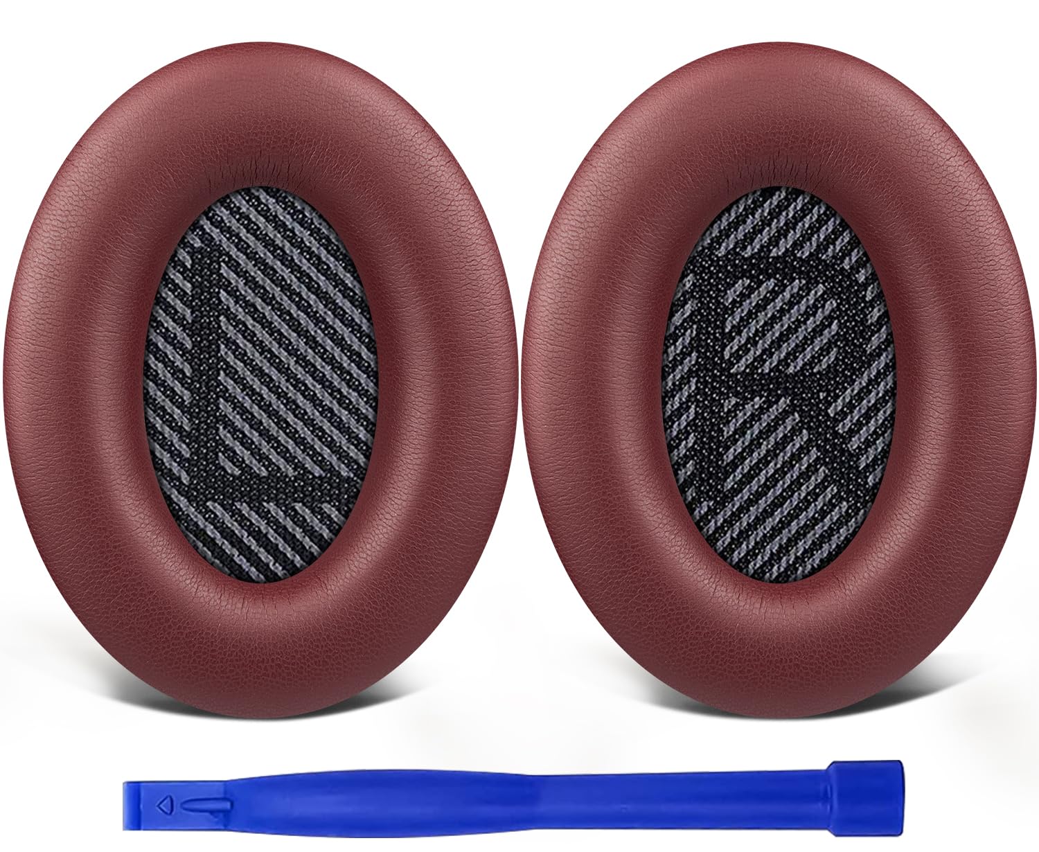 SoloWIT Replacement Earpads Cushions for Bose QuietComfort 35 (QC35) & Quiet Comfort 35 II (QC35 ii) Headphones, Ear Pads with Softer Leather, Noise Isolation Foam, Added Thickness (Burgundy)