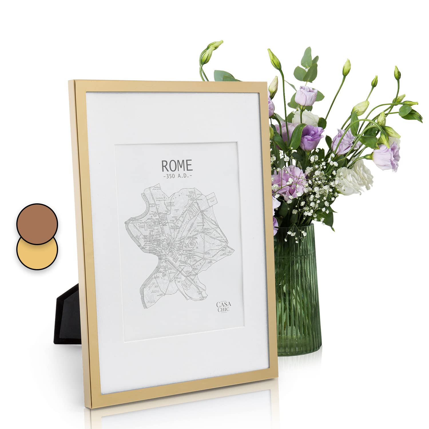 Elegance by Casa Chic - Gold Plated Metal Photo Frame - A4 with 8x6 inch Picture Mount - Glass Front