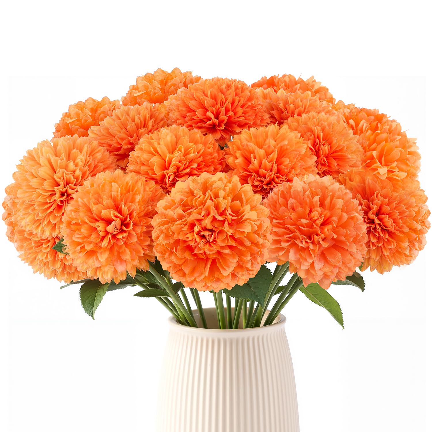 Photo 1 of JOAOYO 12PCS Marigold Flowers Mexican Silk Marigold Artificial Flowers with Stems for Day of The Dead Dia de Los Muertos Diwali Decor Halloween DIY Marigold Garland for Decorations