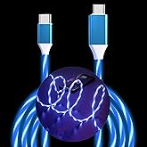 USB C to USB C Cable 3A Light Up C to C Cable LED C to Type C Fast Charging Cord for Samsung Galaxy S23 S22 S21 S20 Ultra, i-Phone 15 Pro Max Plus, iPad mini Pro Air(3.3FT,Blue)