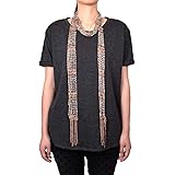 Crocheted Beads Bling Scarf with Fringe