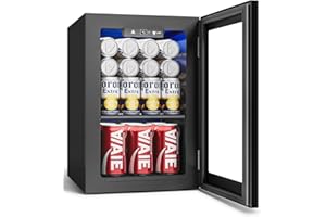 Feelfunn 24 Cans Beverage Refrigerator Cooler - Mini Fridge with Digital Temperature Control, Soda Wine Beer Drink Fridge - Small Refrigerator for Office Home Bedroom Dorm Bar, Black