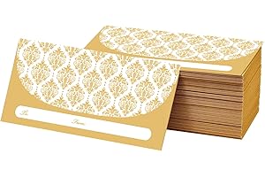 XXINMOH 100 Pack Gold Money Envelopes for Cash Gifts (7x3 Inch), Fancy Decorative Design Money Holder for Christmas, Birthday, Graduations, Weddings, Small Money Saving Envelopes, Bulk Value Pack