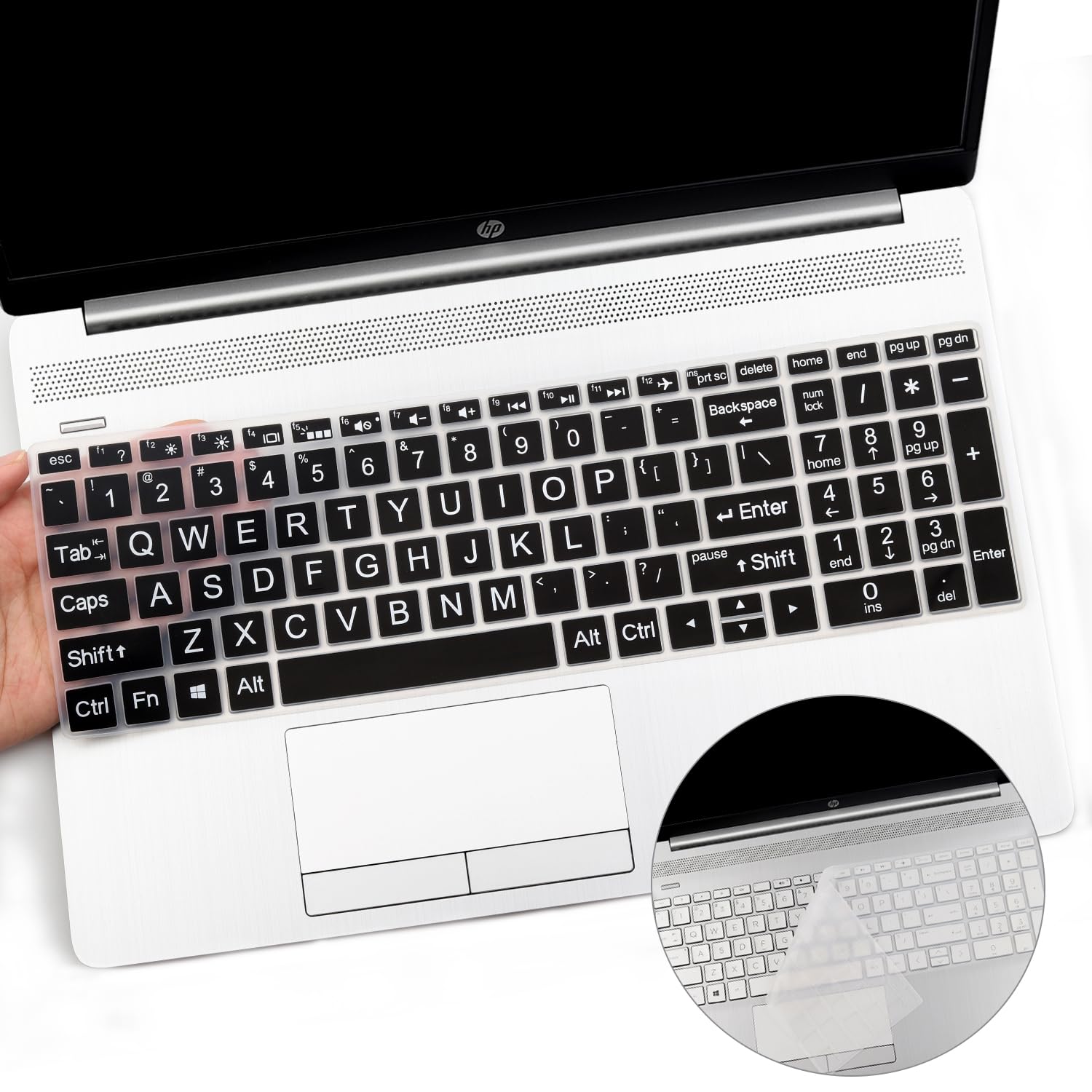 Photo 1 of 2PCS Keyboard Cover with Large Letters for HP Laptop 15.6 15-dy 15-dw 15-bw 15-bf 15-bs 15-cb 15-cc 15-cd 15-cs 15-da 15-ef Series, HP Envy 17.3 17-by 17-bs 17-ca Series