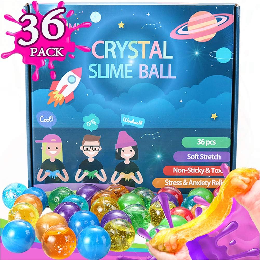 Kenlaimi 36pcs Party Favors Glitter Slime Balls - Non Sticky, Soft Strecth๏ผStress & Anxiety Relief - Silly Putty,Slime Party Favors,Classroom Rewards,Slime Partie for Girls Boys Kids Adults