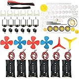 EUDAX 6 set Rectangular Mini Electric 1.5-3V 24000RPM DC Motor with 84 Pcs Plastic Gears,Electronic wire, 2 x AA Battery Hold